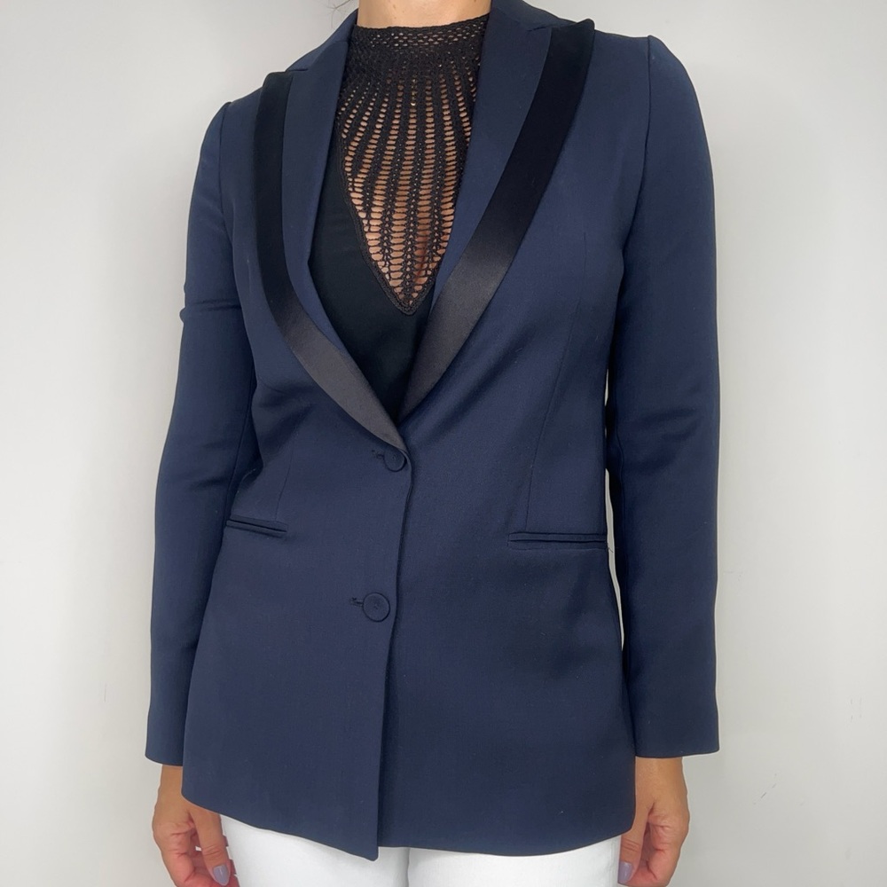 Vince Tuxedo satin lapel blazer Navy Black